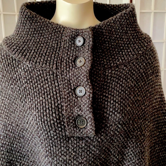 Warm Dark Gray Knit Poncho/ Cape - Picture 2 of 5